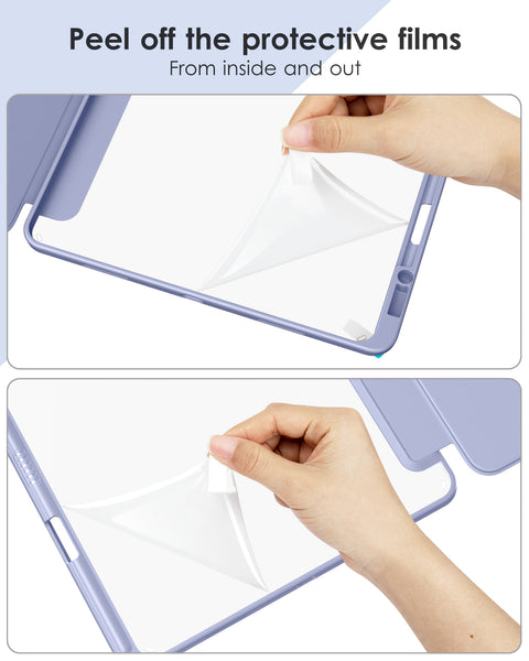 DTTOCASE iPad Pro 12.9 Case 6th / 5th / 4th / 3rd Generation 2022/2021 / 2020/2018,12.9 inch Clear Back Cover[Built-in Pencil Holder,Auto Sleep/Wake,Camera Protection] for iPad Pro-Blue Purple