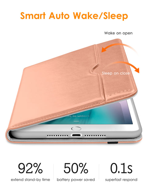 DTTO iPad Mini 4 Case, Premium Leather Folio Stand Cover Case with Multi-Angle Viewing and Auto Wake-Sleep Function, Front Pocket for Apple iPad Mini 4 - Brown