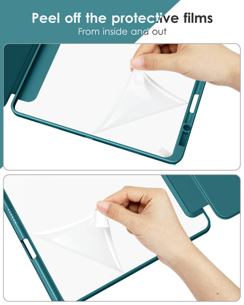 DTTOCASE iPad Pro 12.9 Case 6th / 5th / 4th / 3rd Generation 2022/2021 / 2020/2018,12.9 inch Clear Back Cover[Built-in Pencil Holder,Auto Sleep/Wake,Camera Protection] for iPad Pro-Blue Purple