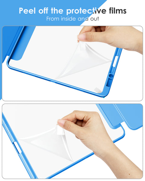 DTTOCASE iPad Pro 12.9 Case 6th / 5th / 4th / 3rd Generation 2022/2021 / 2020/2018,12.9 inch Clear Back Cover[Built-in Pencil Holder,Auto Sleep/Wake,Camera Protection] for iPad Pro-Blue Purple