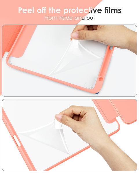 DTTOCASE for iPad Air Case 5th / 4th Generation 10.9 Inch (2022/2020),iPad Pro 11 Inch Case with Transparent Shockproof Back Cover[Built-in Pencil Holder,Auto Sleep/Wake,Camera Protection]-Blue Purple