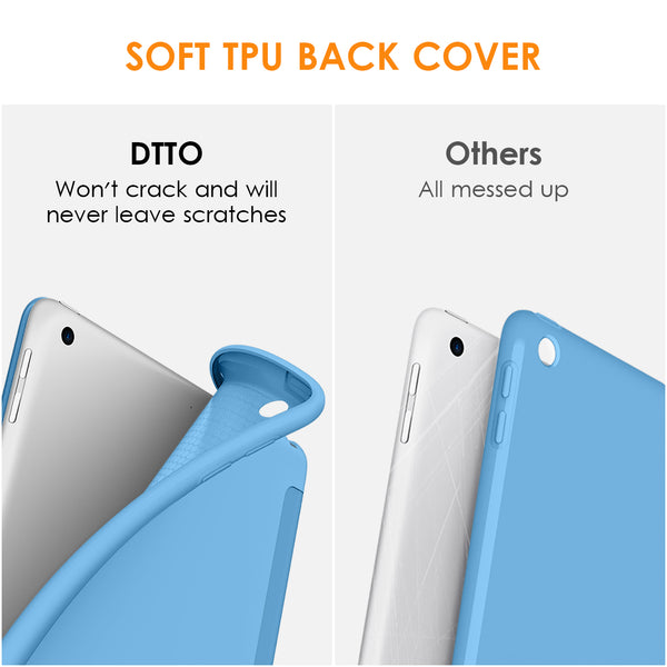 DTTO iPad 9th/ 8th/ 7th Generation 10.2 Case, Lightweight Soft TPU Back for iPad 10.2 Inch (2021/2020/2019) [Auto Wake/Sleep + Trifold Stand] - Rose Gold