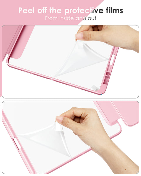 DTTOCASE iPad Pro 12.9 Case 6th / 5th / 4th / 3rd Generation 2022/2021 / 2020/2018,12.9 inch Clear Back Cover[Built-in Pencil Holder,Auto Sleep/Wake,Camera Protection] for iPad Pro-Blue Purple