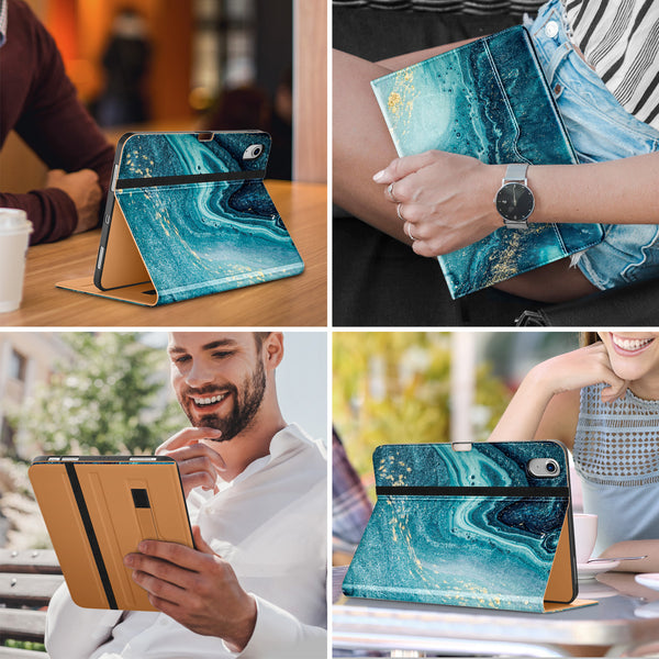 DTTO iPad Air 5th Generation Case (2022) / iPad Air 4th Generation Case (2020) 10.9 Inch, Premium Leather Business Folio Stand Cover with Pencil Holder [2nd Pencil Charging] for iPad Air 5/4, Brown