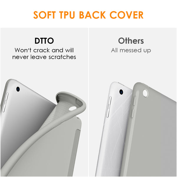 DTTO iPad 9th/ 8th/ 7th Generation 10.2 Case, Lightweight Soft TPU Back for iPad 10.2 Inch (2021/2020/2019) [Auto Wake/Sleep + Trifold Stand] - Rose Gold