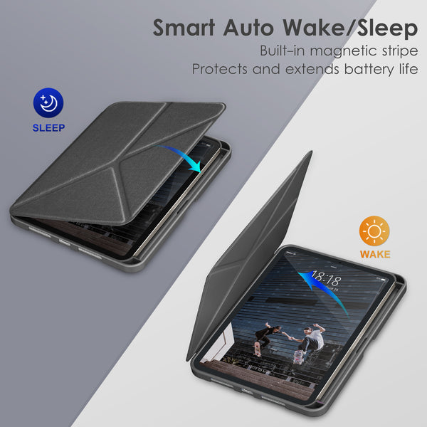 DTTO Case for iPad Mini 6th Gen 8.3 Inch 2021 with Pencil Holder, Multi - Angle Magnetic Standing Cover with TPU Back Shell [Auto Wake/Sleep], Black