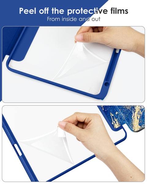 DTTOCASE for iPad Air Case 5th / 4th Generation 10.9 Inch (2022/2020),iPad Pro 11 Inch Case with Transparent Shockproof Back Cover[Built-in Pencil Holder,Auto Sleep/Wake,Camera Protection]-Blue Purple