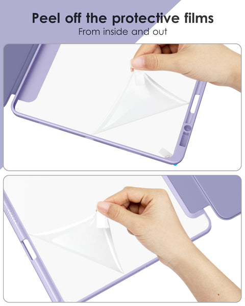 DTTOCASE iPad Pro 12.9 Case 6th / 5th / 4th / 3rd Generation 2022/2021 / 2020/2018,12.9 inch Clear Back Cover[Built-in Pencil Holder,Auto Sleep/Wake,Camera Protection] for iPad Pro-Blue Purple