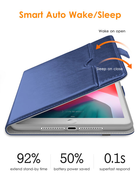 DTTO for iPad 9.7 Inch 5th/6th Generation 2018/2017 Case with Apple Pencil Holder, Premium Leather Folio Stand Cover Case for Apple iPad 9.7 inch, Also Fit iPad Pro 9.7/Air 2/Air - Black