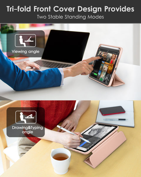 DTTO for iPad Mini 6 Case 2021 with Pencil Holder, Slim Smart Smooth Trifold Stand Front Cover [Auto Sleep/Wake] with Hard PC Clear Back Cover for Apple iPad Mini 6th Generation 8.3 Inch, Marble Green