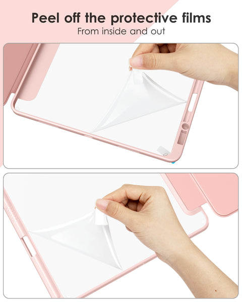 DTTOCASE iPad Pro 12.9 Case 6th / 5th / 4th / 3rd Generation 2022/2021 / 2020/2018,12.9 inch Clear Back Cover[Built-in Pencil Holder,Auto Sleep/Wake,Camera Protection] for iPad Pro-Blue Purple