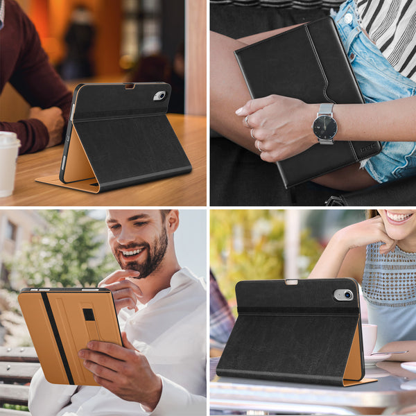 DTTO iPad Air 5th Generation Case (2022) / iPad Air 4th Generation Case (2020) 10.9 Inch, Premium Leather Business Folio Stand Cover with Pencil Holder [2nd Pencil Charging] for iPad Air 5/4, Brown