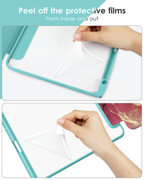 DTTOCASE for iPad Air Case 5th / 4th Generation 10.9 Inch (2022/2020),iPad Pro 11 Inch Case with Transparent Shockproof Back Cover[Built-in Pencil Holder,Auto Sleep/Wake,Camera Protection]-Blue Purple