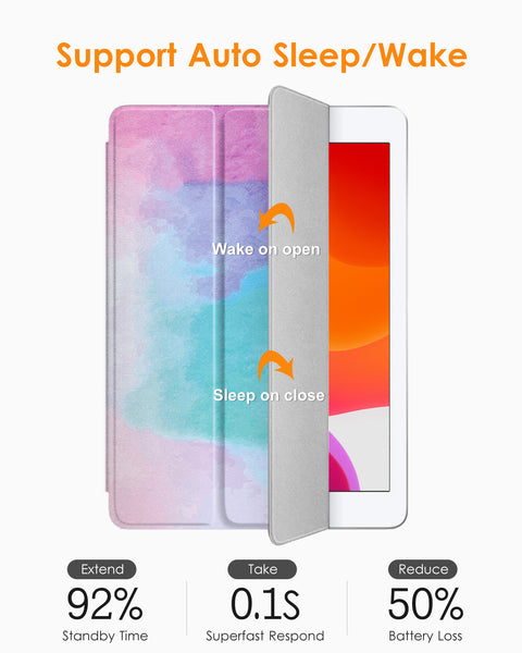 DTTO iPad 9th/ 8th/ 7th Generation 10.2 Case, Lightweight Soft TPU Back for iPad 10.2 Inch (2021/2020/2019) [Auto Wake/Sleep + Trifold Stand] - Rose Gold