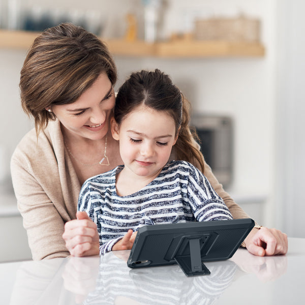 DTTO Shockproof Case for iPad Mini 6 2021, Dual Layer Full Body Tough Rugged Stand Cover Case, Built-in Screen Protector and Pencil Holder for iPad Mini 6 8.3 inch 2021 Release, Deep Black