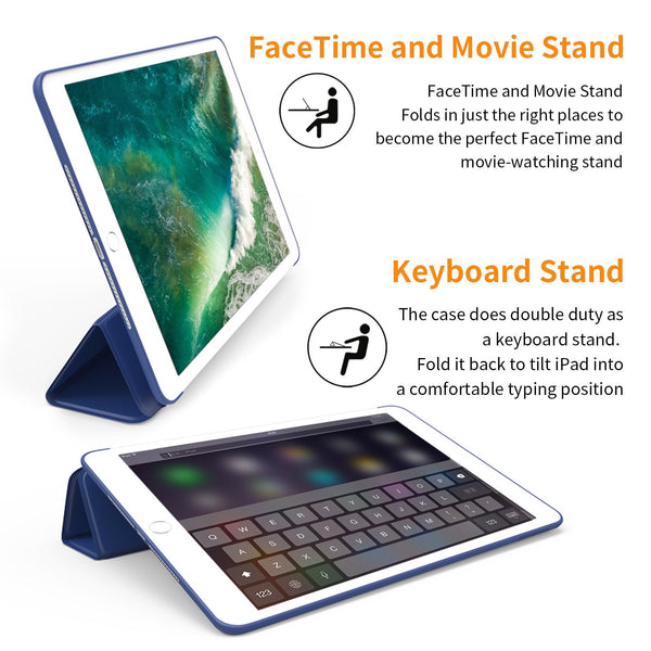 iPad Mini Case for iPad Mini 3/2 / 1, DTTO Ultra Slim Lightweight Smart Case Trifold Cover Stand with Flexible Soft TPU Back Cover for iPad Apple Mini, Mini 2, Mini 3 [Auto Sleep/Wake],NavyBlue