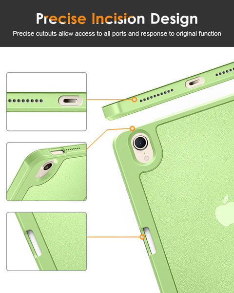 DTTO for iPad Mini 6 Case 2021 with Pencil Holder, Slim Smart Smooth Trifold Stand Front Cover [Auto Sleep/Wake] with Hard PC Clear Back Cover for Apple iPad Mini 6th Generation 8.3 Inch, Marble Green