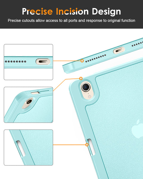 DTTO for iPad Mini 6 Case 2021 with Pencil Holder, Slim Smart Smooth Trifold Stand Front Cover [Auto Sleep/Wake] with Hard PC Clear Back Cover for Apple iPad Mini 6th Generation 8.3 Inch, Marble Green