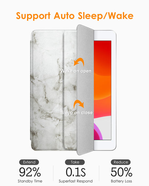 DTTO iPad 9th/ 8th/ 7th Generation 10.2 Case, Lightweight Soft TPU Back for iPad 10.2 Inch (2021/2020/2019) [Auto Wake/Sleep + Trifold Stand] - Rose Gold