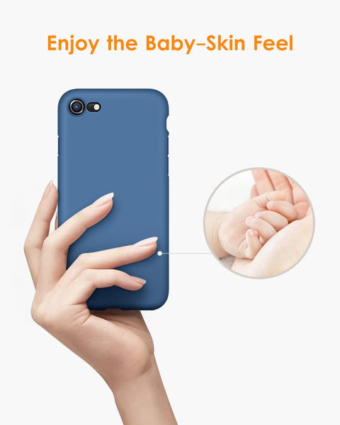 DTTO for iPhone SE Case 2020/2022, iPhone 7 8 Silicone Phone Case, [Romance Series] Shockproof Phone Case with Honeycomb Grid Cushion for Apple iPhone 7/8/SE 2020/2022, 4.7 inch, Navy Blue