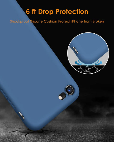 DTTO for iPhone SE Case 2020/2022, iPhone 7 8 Silicone Phone Case, [Romance Series] Shockproof Phone Case with Honeycomb Grid Cushion for Apple iPhone 7/8/SE 2020/2022, 4.7 inch, Navy Blue