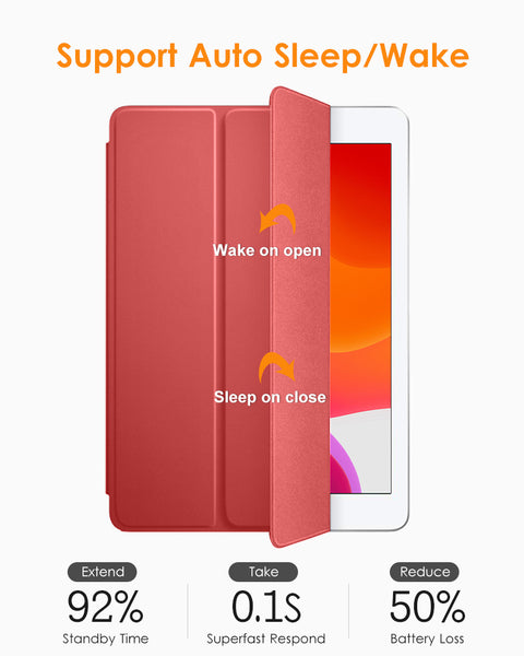 DTTO iPad 9th/ 8th/ 7th Generation 10.2 Case, Lightweight Soft TPU Back for iPad 10.2 Inch (2021/2020/2019) [Auto Wake/Sleep + Trifold Stand] - Rose Gold