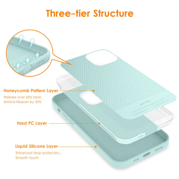 DTTO Compatible with iPhone 12/12 Pro Case,Shockproof Silicone [Romance Series] Cover [Enhanced Camera and Screen Protection] with Honeycomb Grid Cushion for iPhone 12 6.1” 2020,Midnight Green