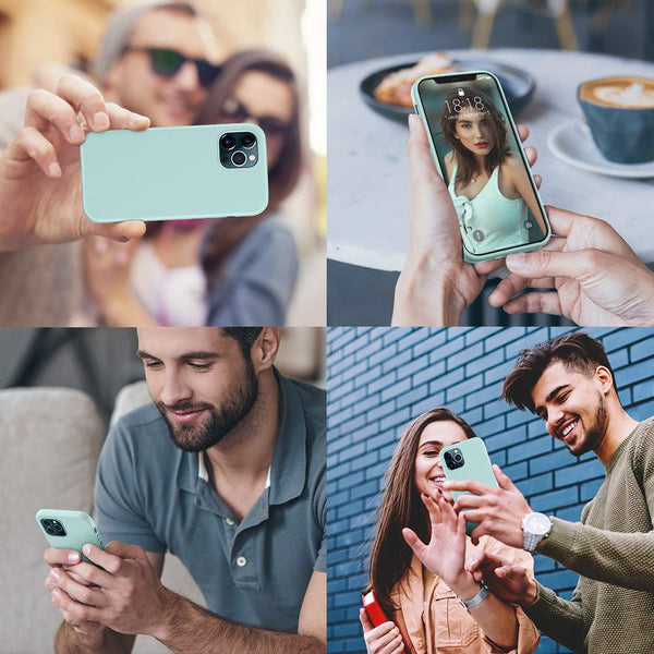 DTTO Compatible with iPhone 12/12 Pro Case,Shockproof Silicone [Romance Series] Cover [Enhanced Camera and Screen Protection] with Honeycomb Grid Cushion for iPhone 12 6.1” 2020,Midnight Green