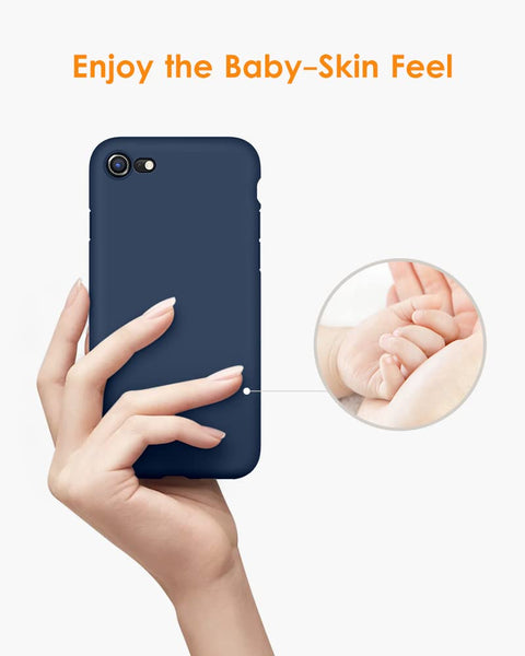 DTTO for iPhone SE Case 2020/2022, iPhone 7 8 Silicone Phone Case, [Romance Series] Shockproof Phone Case with Honeycomb Grid Cushion for Apple iPhone 7/8/SE 2020/2022, 4.7 inch, Navy Blue