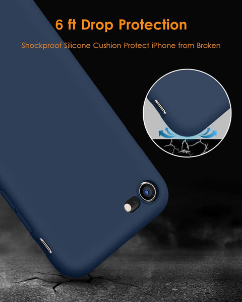 DTTO for iPhone SE Case 2020/2022, iPhone 7 8 Silicone Phone Case, [Romance Series] Shockproof Phone Case with Honeycomb Grid Cushion for Apple iPhone 7/8/SE 2020/2022, 4.7 inch, Navy Blue