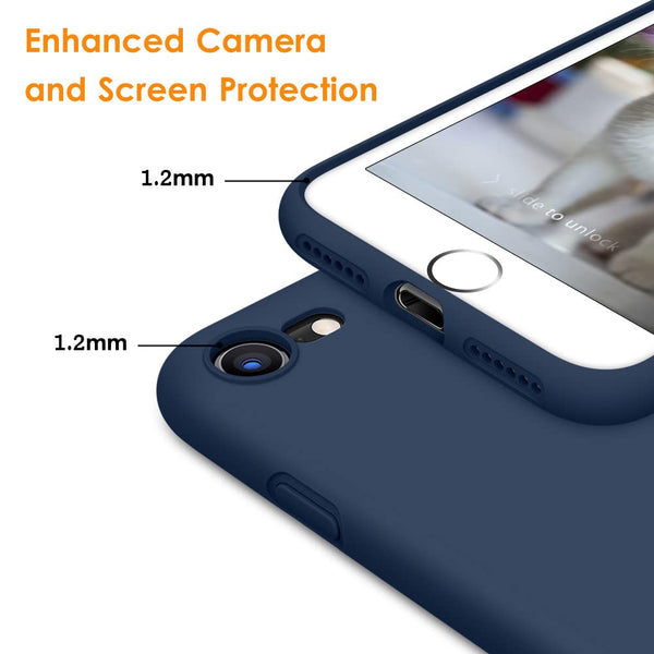 DTTO for iPhone SE Case 2020/2022, iPhone 7 8 Silicone Phone Case, [Romance Series] Shockproof Phone Case with Honeycomb Grid Cushion for Apple iPhone 7/8/SE 2020/2022, 4.7 inch, Navy Blue