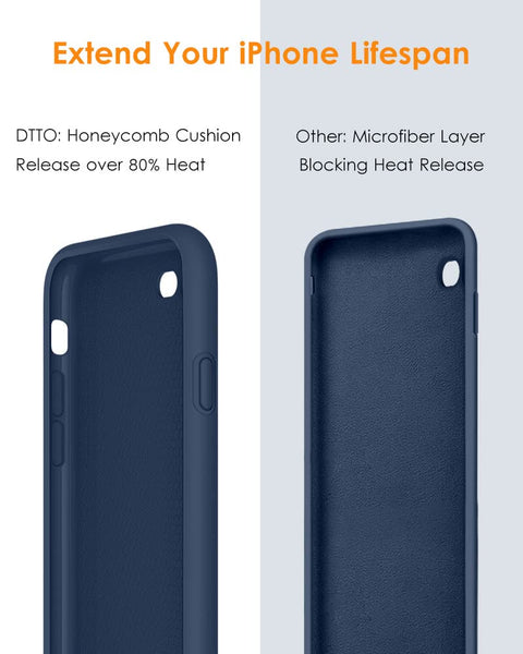 DTTO for iPhone SE Case 2020/2022, iPhone 7 8 Silicone Phone Case, [Romance Series] Shockproof Phone Case with Honeycomb Grid Cushion for Apple iPhone 7/8/SE 2020/2022, 4.7 inch, Navy Blue